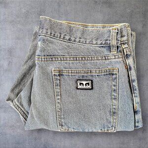 Obey Light Blue Vintage Denim Straight Leg Jeans – 30 Baggy